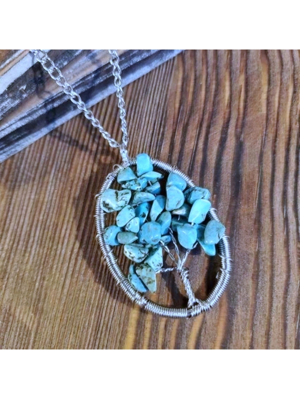 Tree of Life Gemstone Necklace Turquoise
